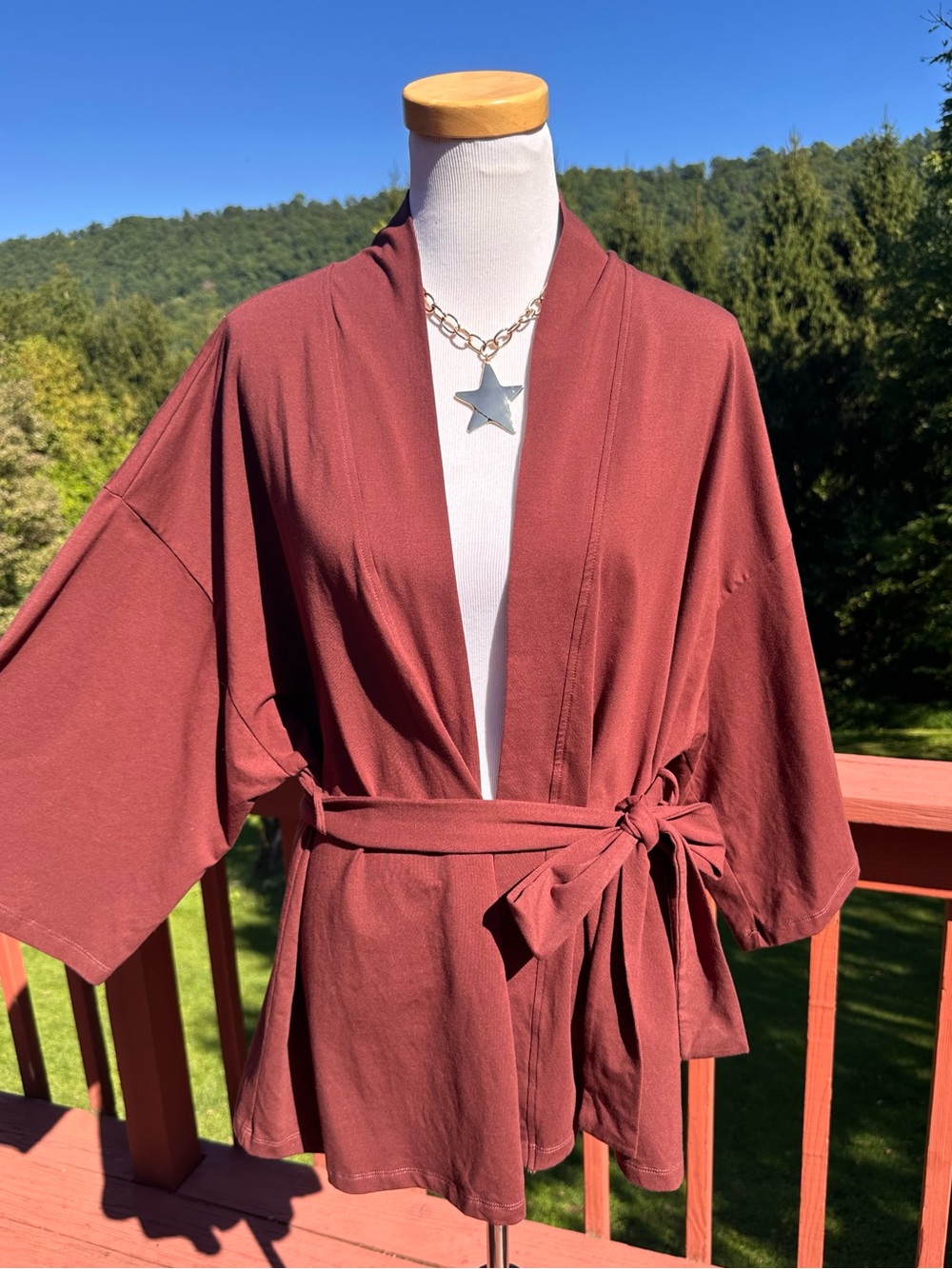 Storq Softknit Maternity & Nursing Wide Sleeve Belted Robe Kimono